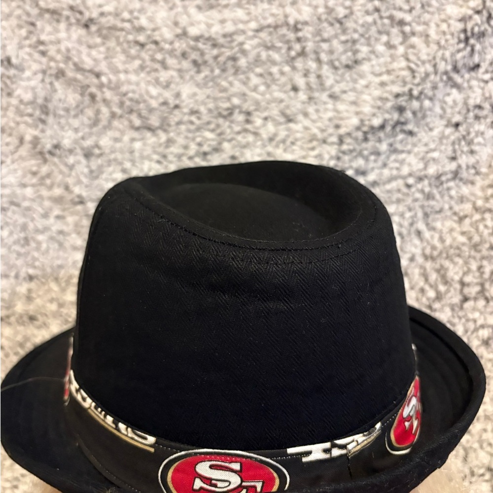 49ers Black  Fedora Hat with Red Logo - Picture 5 of 9